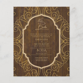 Onze Huwelijk GOLDEN Lijst Spaanse Trouw UITNODIGI Flyer