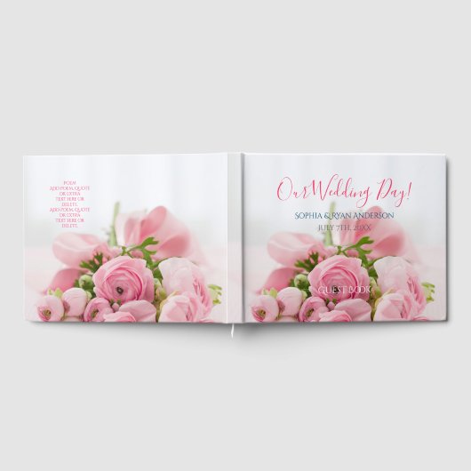 Onze huwelijksdag, namen en datum, bloemen, foto's gastenboek (Volledig)