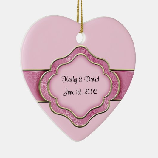 Onze huwelijksdag (Roos) Keramisch Ornament (Rechts)