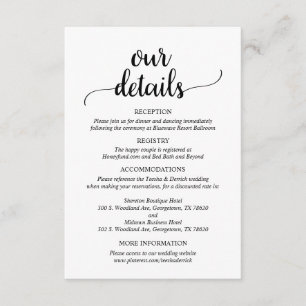 Onze huwelijksgegevens, ritueel script informatiekaartje