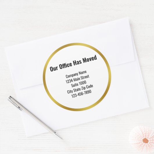Onze Kantoor heeft Business Moving Aankondiging ve Ronde Sticker (Envelop)