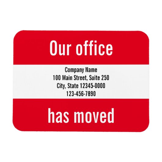 Onze Kantoor heeft de roodwitte bewegende aankondi Magneet (Horizontaal)