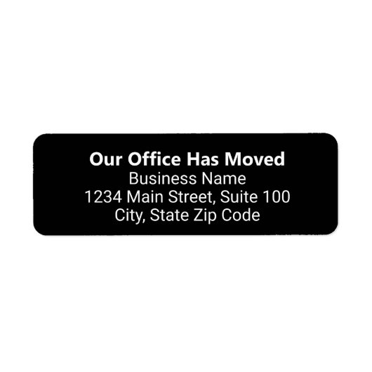 Onze Kantoor heeft verplaatst bedrijf zwart nieuw Etiket (Voorkant)