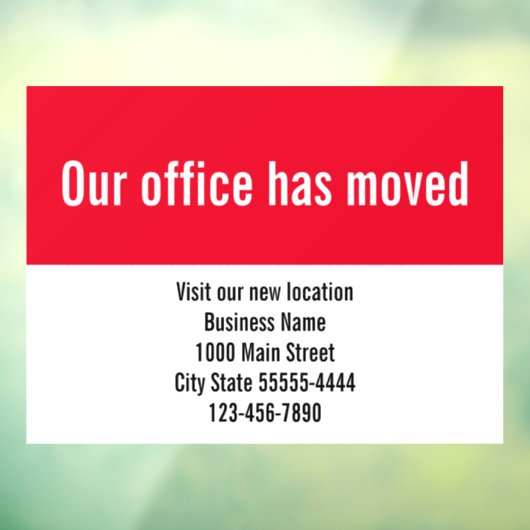 Onze Kantoor Is Verhuisd Rood Witte Verhuis Aankon Raamsticker (Vel 3)