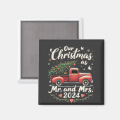Onze Kerst als Mr en Mrs 2024 Matching Couples Magneet (Voorkant / Achterkant)