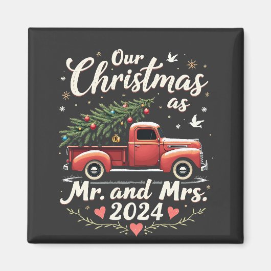 Onze Kerst als Mr en Mrs 2024 Matching Couples Magneet (Voorkant)