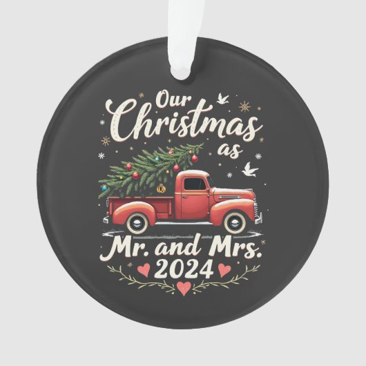 Onze Kerst als Mr en Mrs 2024 Matching Couples Ornament (voorkant)