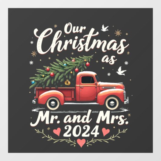 Onze Kerst als Mr en Mrs 2024 Matching Couples Raamsticker (Vel)
