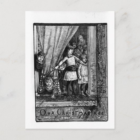 Onze kerstboom  Victoriaans winterscène Feestdagenkaart (Voorkant)