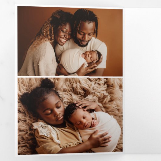 "Onze kleine" aanpasbare geboortetekaart met Tri-F Drieluik Wenskaart (Binnenzijde eerst)