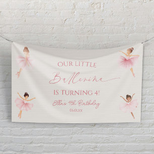 Onze Kleine Ballerina Roze Ballet Verjaardagsfeest Spandoek