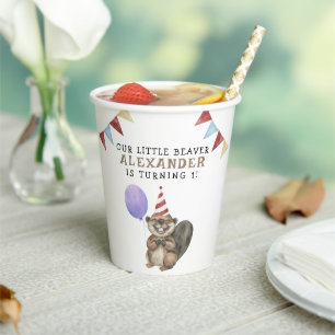 Onze kleine bever 1e verjaardag feest papieren bekers