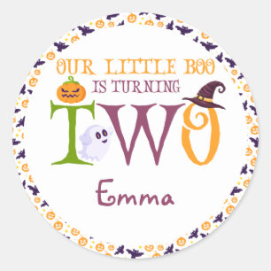 Onze kleine boe om twee te draaien, de 2de verjaar ronde sticker