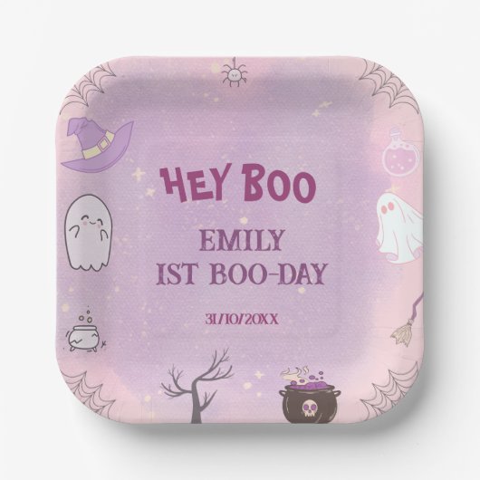 Onze kleine Boo Halloween 1e verjaardag Papieren Bordje (Voorkant)