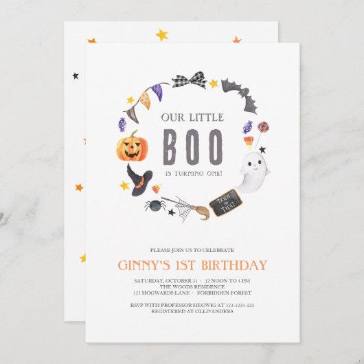 Onze kleine BOO wordt EEN, Kinderen 1e verjaardag Kaart (Voorkant / Achterkant)