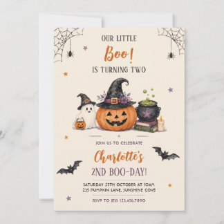 Onze Kleine Boo Wordt Twee Halloween 2e Verjaardag Kaart