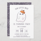 Onze kleine Boo wordt TWEE verjaardagsuitnodiging Kaart (Voorkant / Achterkant)