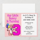 Onze kleine Bunny draait drie. Kaart (Voorkant / Achterkant)