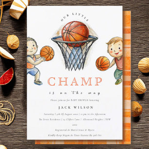 Onze kleine Champ Basketbal Basket Boy Baby shower Kaart