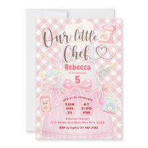 Onze Kleine Chef Meisje Roze Gingham Bakken Verjaa