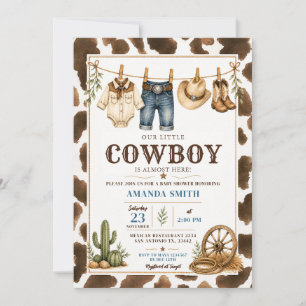Onze Kleine Cowboy Waslijn Western Baby Shower Kaart