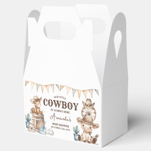 Onze kleine Cowboy Wild West Baby shower Bedankdoosjes (Geopend)