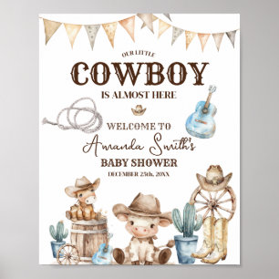 Onze kleine Cowboy Wild West Baby shower Welkom Poster