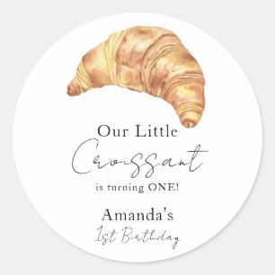 Onze Kleine Croissant 1e Verjaardagsfeestje Ronde Sticker