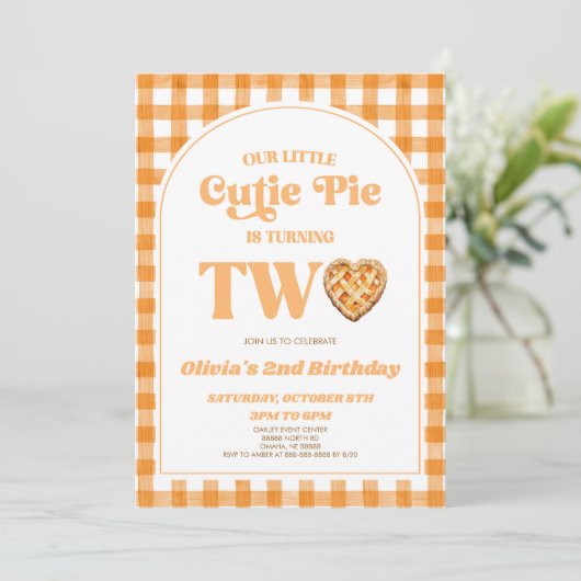 Onze Kleine Cutie Pie Retro 2e Verjaardagsfeest Kaart (Staand voorkant)