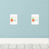 Onze kleine cutie sinaasappel een verjaardag citru muurkunst sets (Houten vloer)