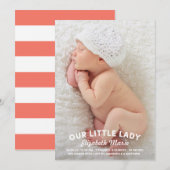 Onze kleine dame Birth kondiging Aankondiging (Voorkant / Achterkant)