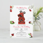 Onze kleine dame meisje dame bug 1e verjaardag fee kaart (Staand voorkant)