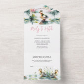 Onze kleine eendje Waterverf Baby shower All In One Uitnodiging (Binnen)