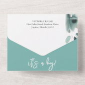 Onze kleine eendje Waterverf Baby shower All In One Uitnodiging (Achterkant)