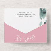 Onze kleine eendje Waterverf Baby shower All In One Uitnodiging (Achterkant)