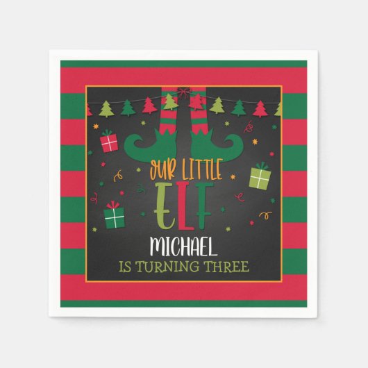 Onze kleine Elf Birthday Party Napkins - Blk Servet (Voorkant)