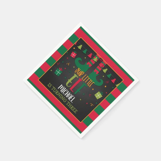 Onze kleine Elf Birthday Party Napkins - Blk Servet (Hoek)