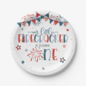 Onze Kleine Firecracker 1e Verjaardag (geen grens) Papieren Bordje (Voorkant)