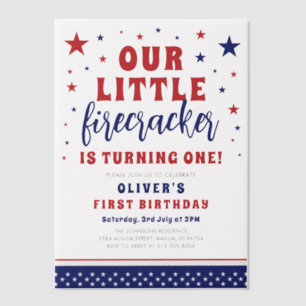 Onze kleine Firecracker 1e verjaardag Vellum Uitnodigingen