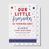 Onze kleine Firecracker 1e verjaardag Vellum Uitnodigingen (Offset (Uitnodiging))