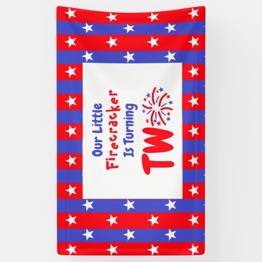 Onze kleine Firecracker 2de verjaardag Spandoek (Verticaal)