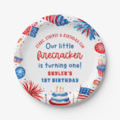 Onze Kleine Firecracker 4 juli 1 Verjaardag Papieren Bordje (Voorkant)