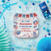 Onze Kleine Firecracker 4 juli 1 Verjaardag Papieren Bordje (Feest)