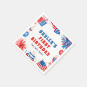 Onze Kleine Firecracker 4 juli 1 Verjaardag Servet (Hoek)