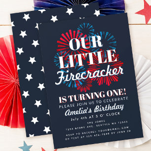 Onze kleine Firecracker 4TH van 1 juli verjaardag Kaart