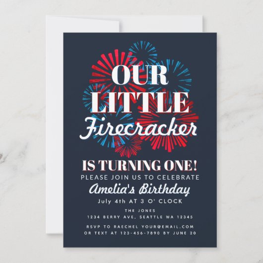 Onze kleine Firecracker 4TH van 1 juli verjaardag Kaart (Voorkant)