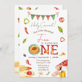 Onze kleine gehaktbal 1e verjaardag kaart (Voorkant / Achterkant)