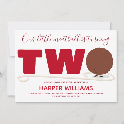 Onze kleine gehaktbal die twee tweede verjaardag w kaart (Voorkant)