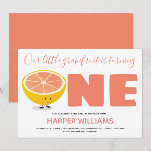 Onze kleine grapefruit die een eerste verjaardag w kaart