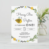 Onze Kleine Hone Bee Eerste Verjaardagsuitnodiging Kaart (Staand voorkant)